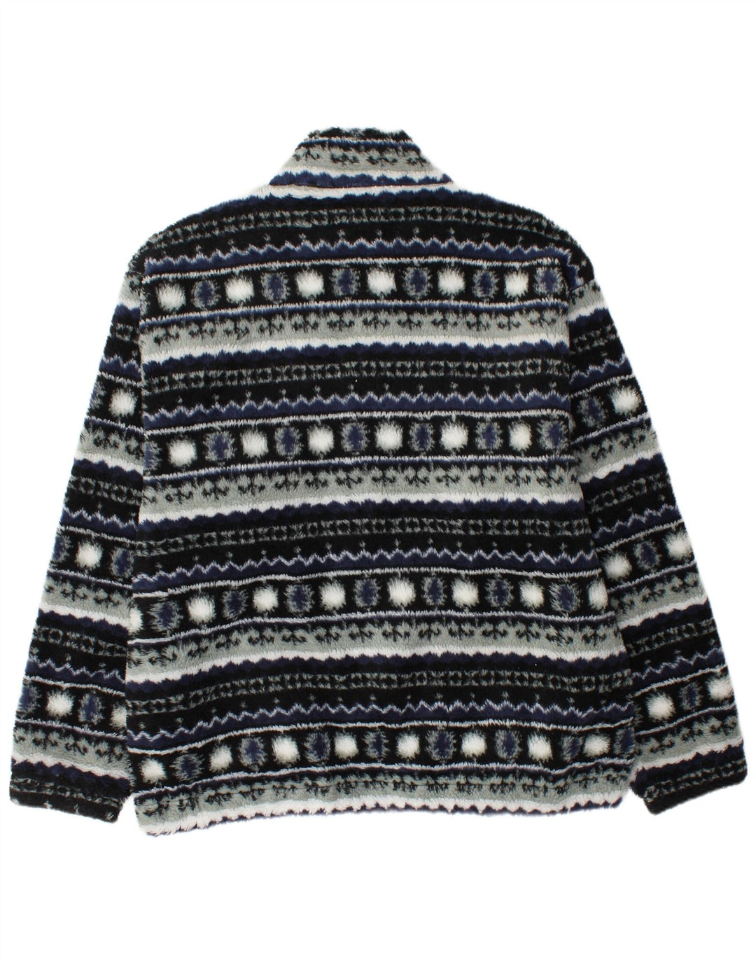 VINTAGE Fleecejakke til mænd UK 40 Large Navy Blue Fair Isle