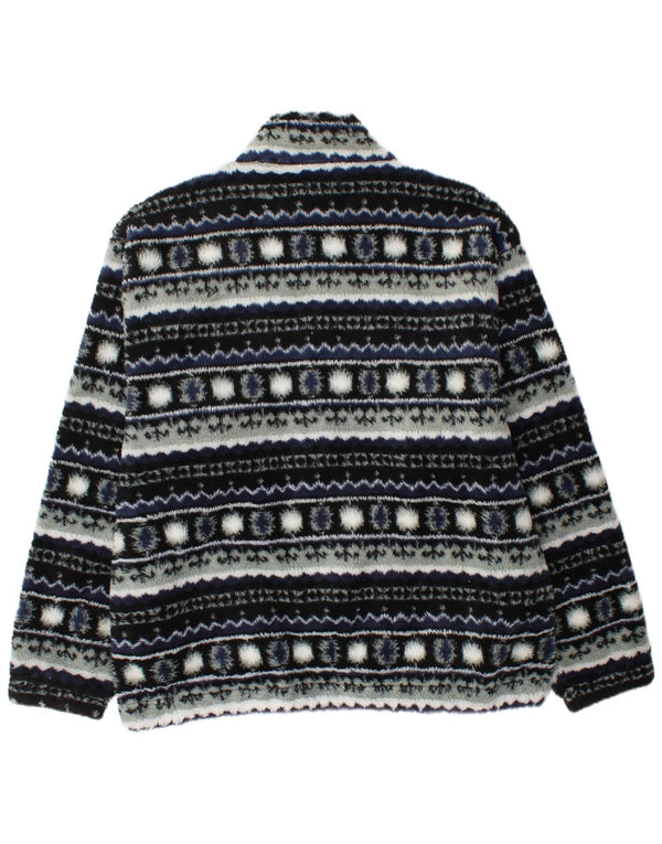 VINTAGE Fleecejakke til mænd UK 40 Large Navy Blue Fair Isle