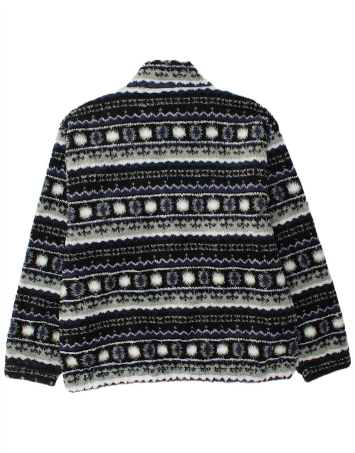 VINTAGE Fleecejakke til mænd UK 40 Large Navy Blue Fair Isle