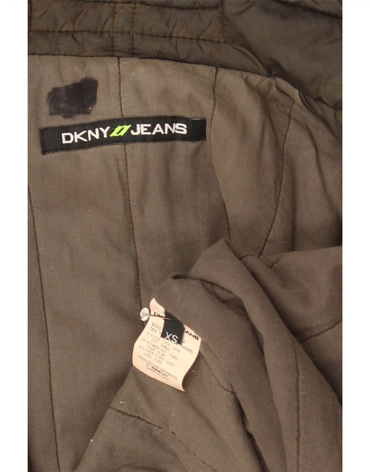 Dkny Dame Polstret Frakke UK 6 XS Khaki Bomuld