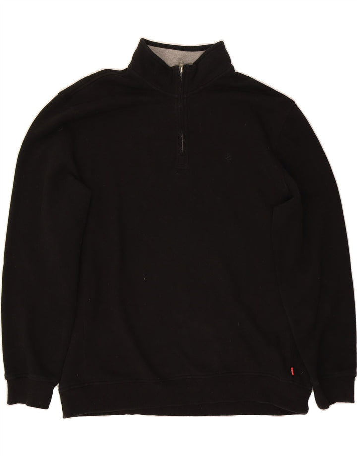 IZOD Mens Zip Neck Sweatshirt Jumper XL Black Cotton Vintage Izod and Second-Hand Izod from Messina Hembry 