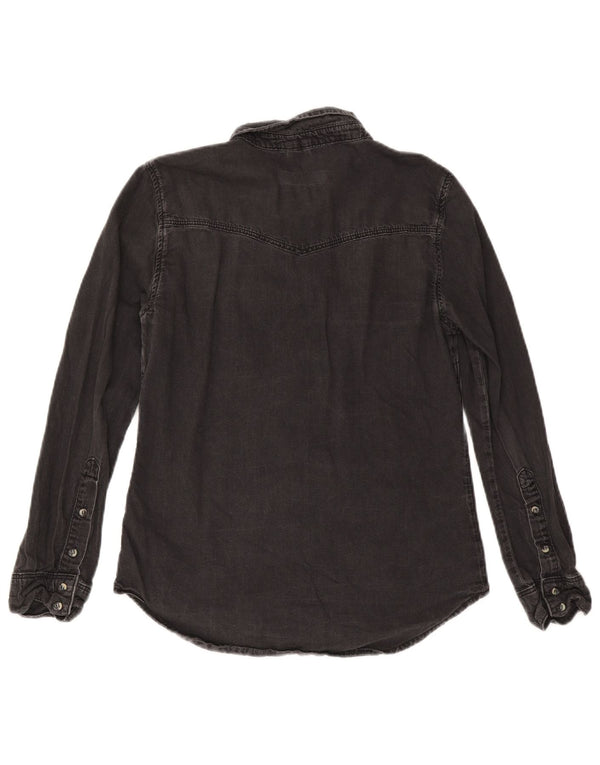 Topshop Womens Denim Shirt UK 12 Medium  Black Cotton