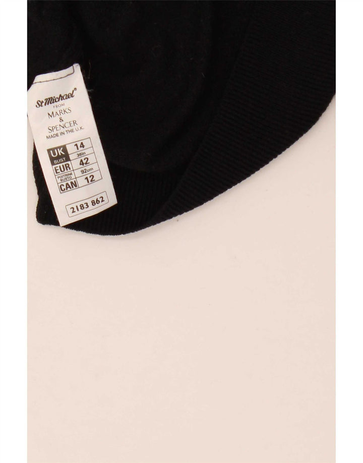 Marks & Spencer Dame Crop Roll Neck Jumper Sweater UK 14 Large Black Wool