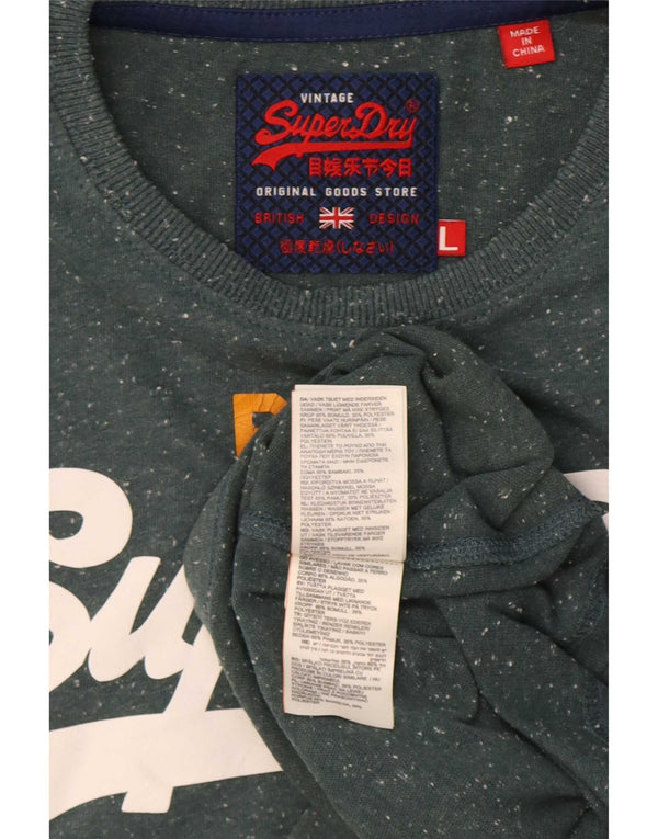 Superdry Grafisk T-shirt top til mænd, stor grøn flækket bomuld