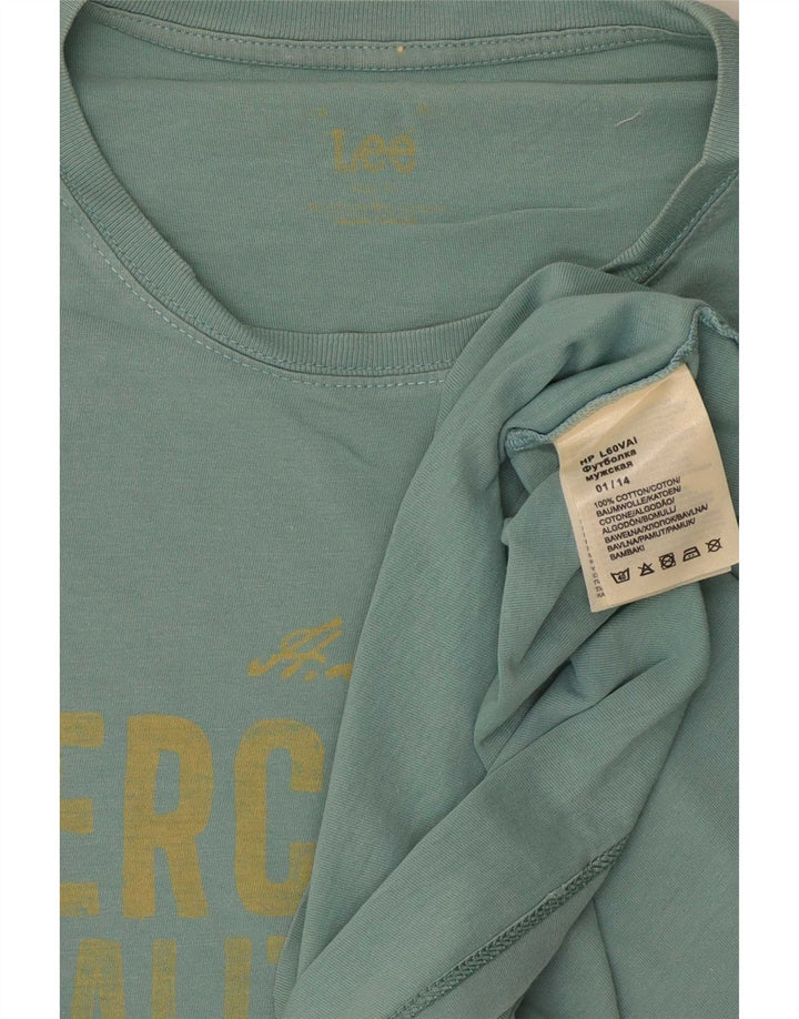 Lee Herre grafisk T-shirt Top Medium turkis bomuld