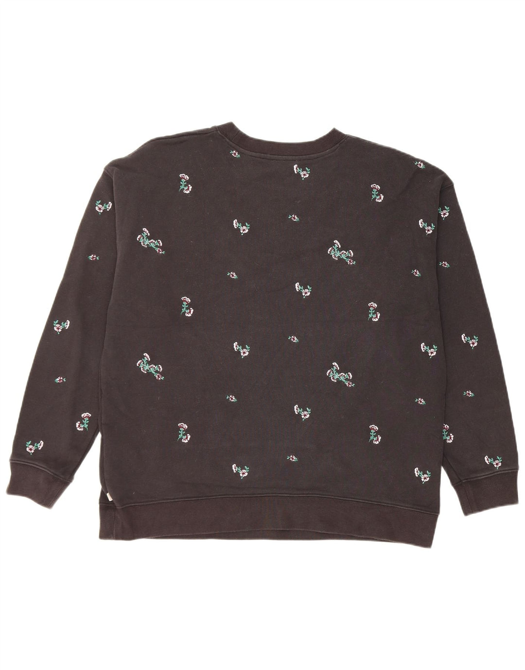 Levi's Dame Oversized Sweatshirt Jumper UK 16 Stor sort blomstret bomuld