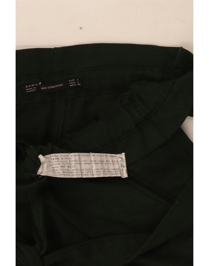 Zara Womens Tapered Cropped Trousers Large W34 L25 Green Polyester
