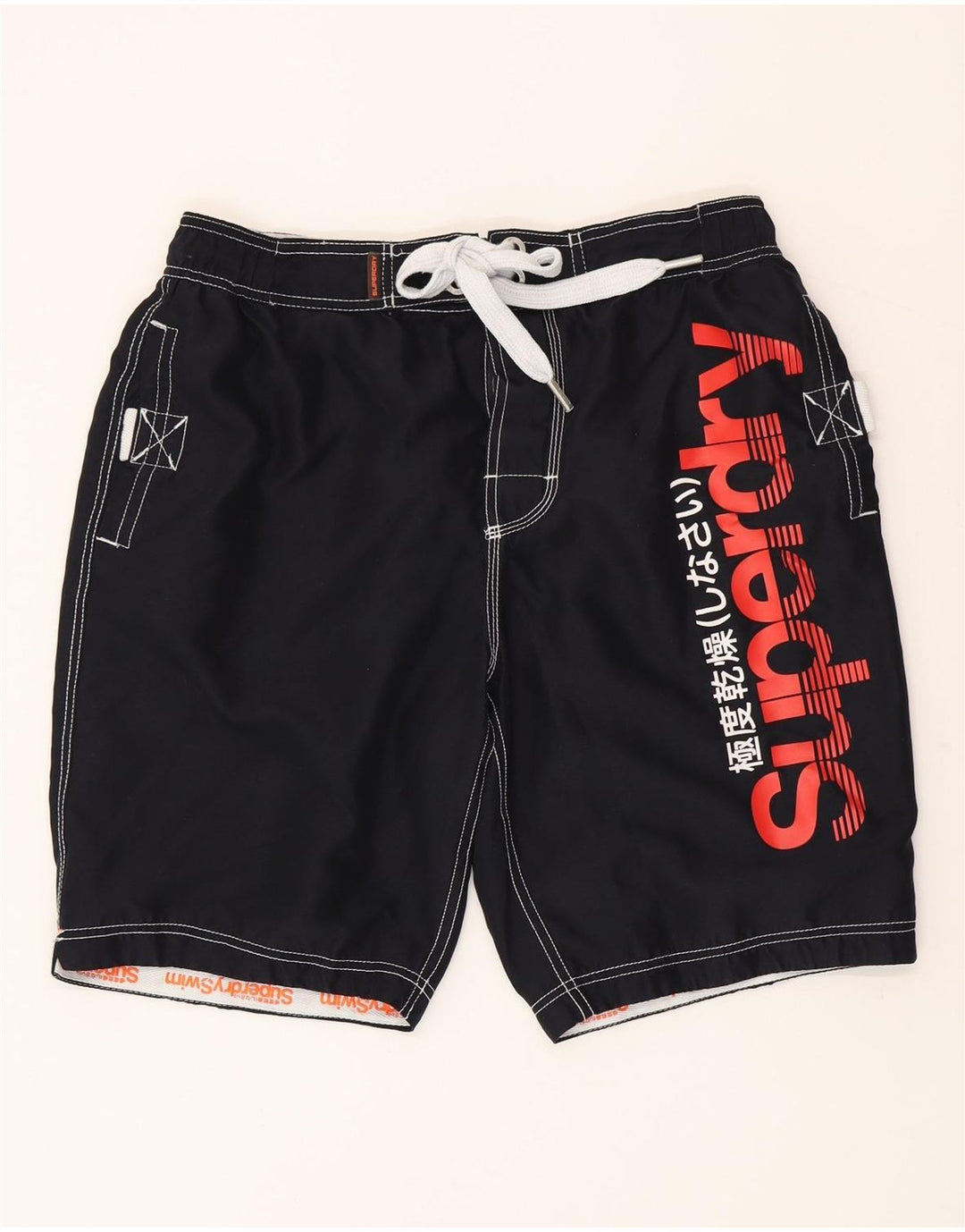 Superdry grafiske svømmeshorts til mænd XL marineblå polyester