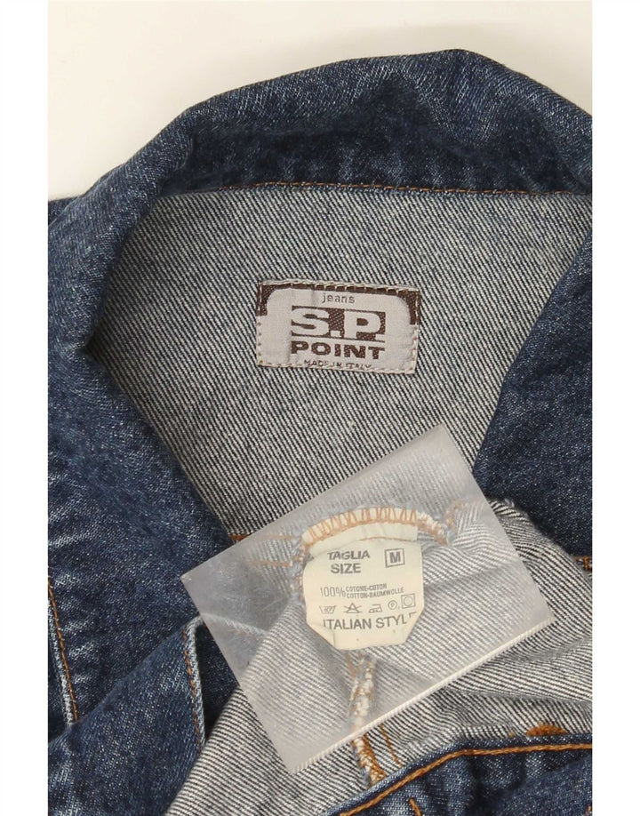 Vintage Dame Crop Denim Jacket UK 14 Medium Blue Cotton