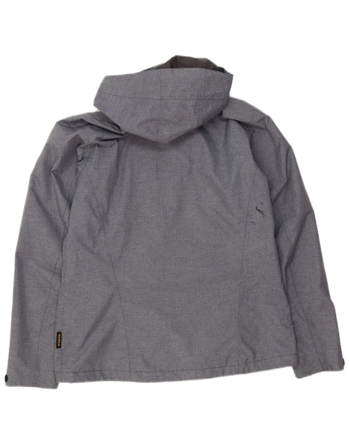 JACK WOLFSKIN Dame Hætte Vandtæt Jakke UK 12 Medium Grå Polyester