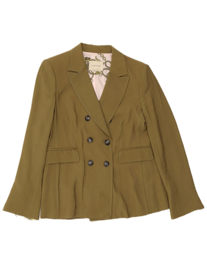 Anna Molinari Dame Dobbeltradet Blazer Jacket UK 10 Small Khaki