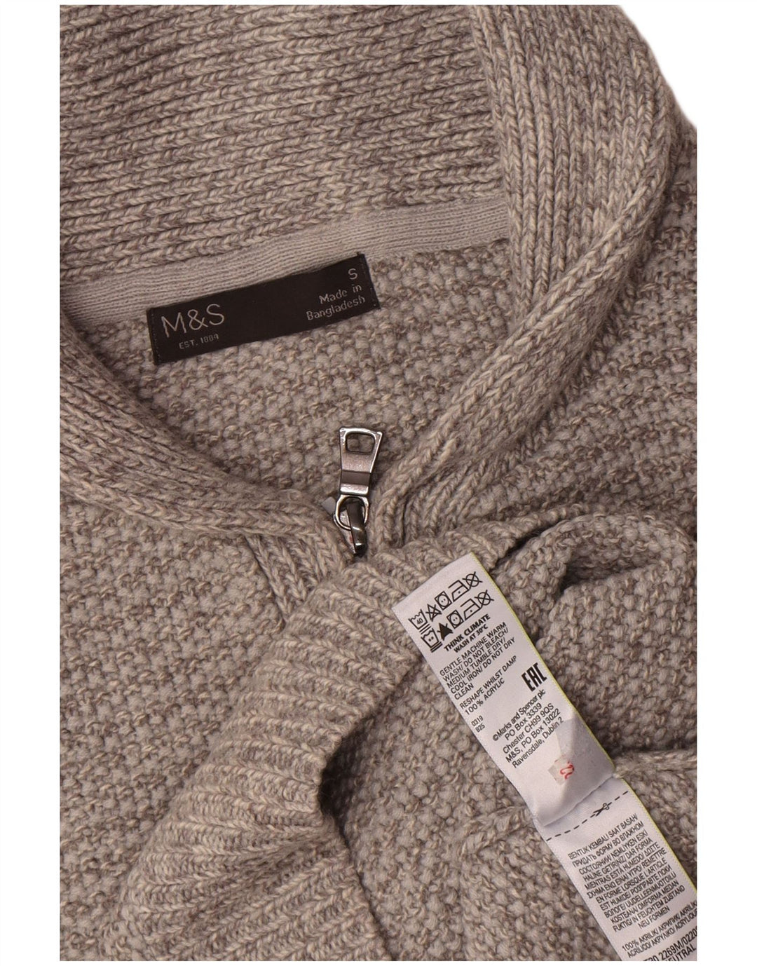 Marks & Spencer Herre Polo Neck Jumper Sweater Lille Grå Akryl