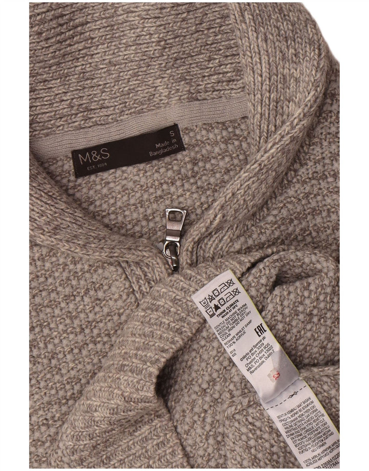 Marks & Spencer Herre Polo Neck Jumper Sweater Lille Grå Akryl