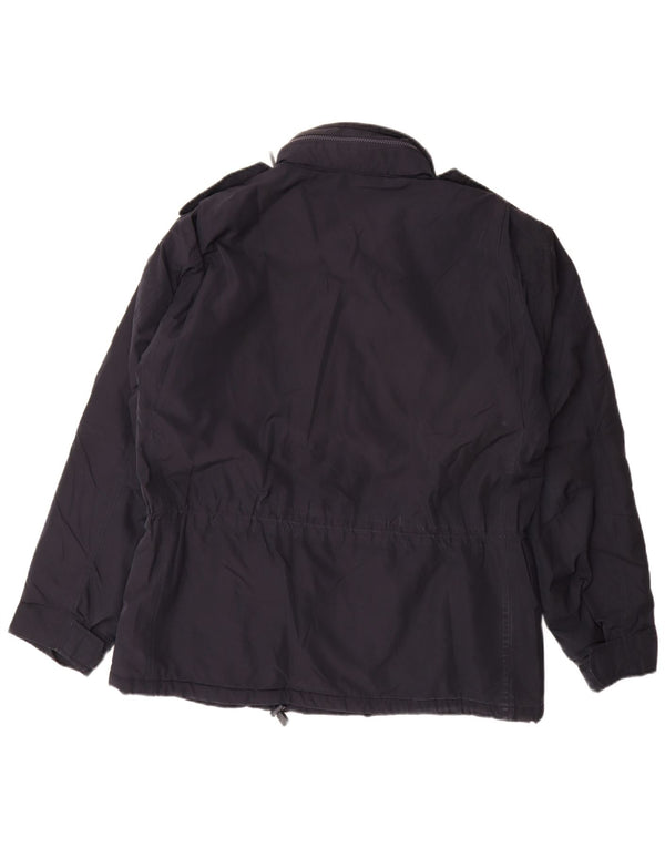 Alberto Aspesi Herre Hætte Military Jacket UK 40 Large Navy Blue Polyester
