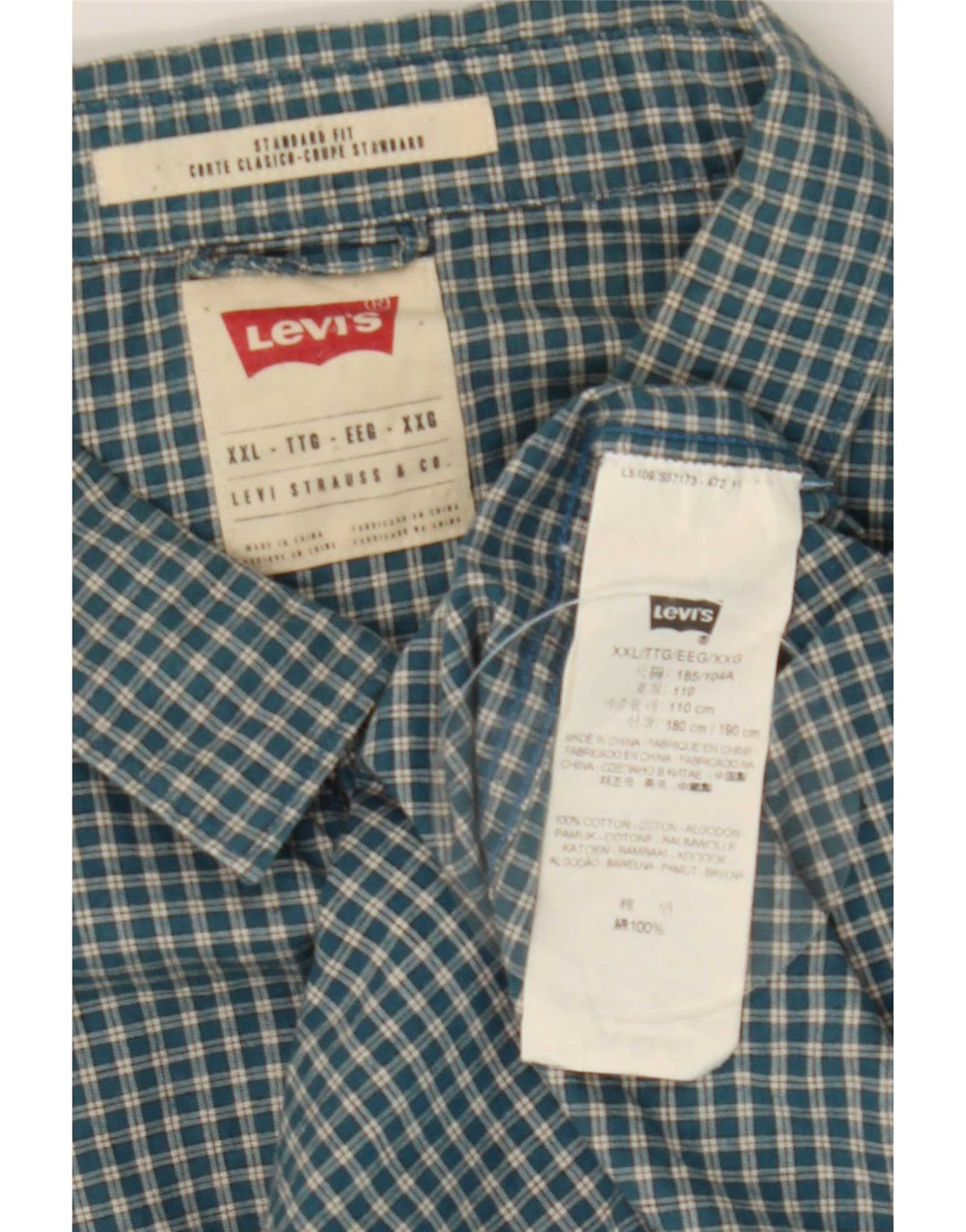 Levi's Herre Standard Fit skjorte 2XL blå ternet bomuld