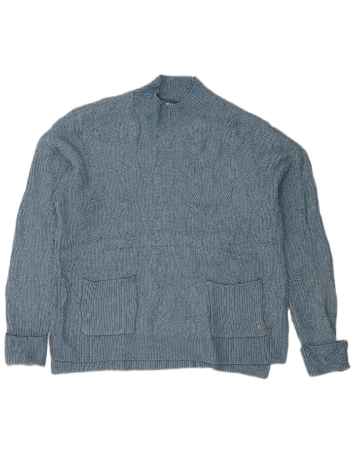 Fat Face Dame Oversized Turtle Neck Jumper Sweater UK 10 Small Blue