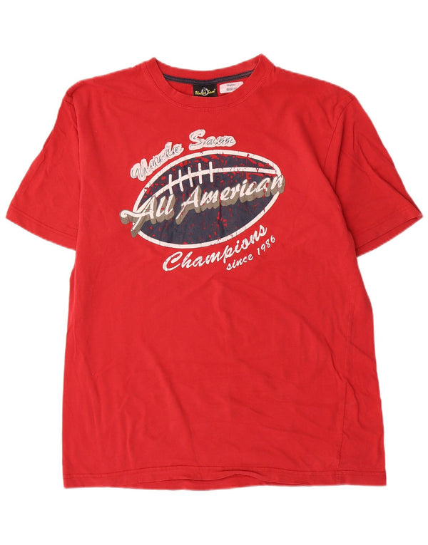 Uncle Sam Herre grafisk T-shirt Top Medium Rød Bomuld