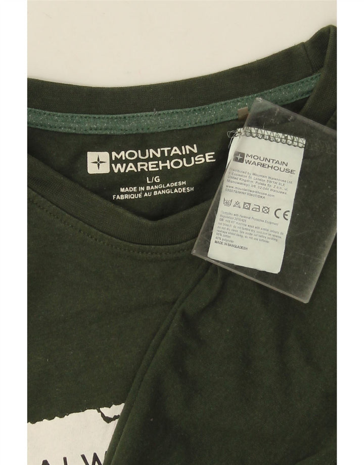 MOUNTAIN WAREHOUSE Herre Grafisk T-Shirt Top Stor Grøn Bomuld