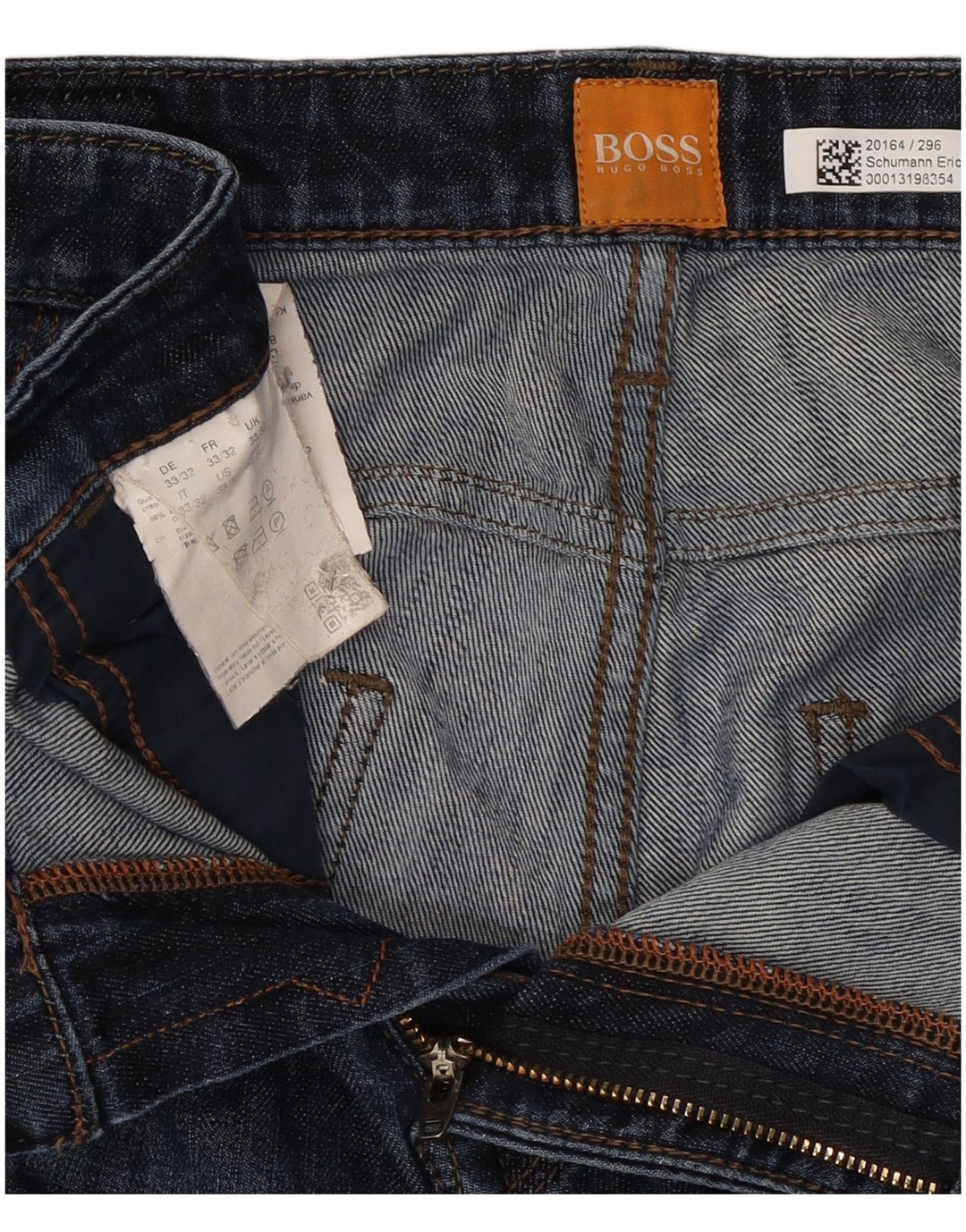 Hugo Boss Straight Jeans til mænd W33 L32 Marineblå bomuld