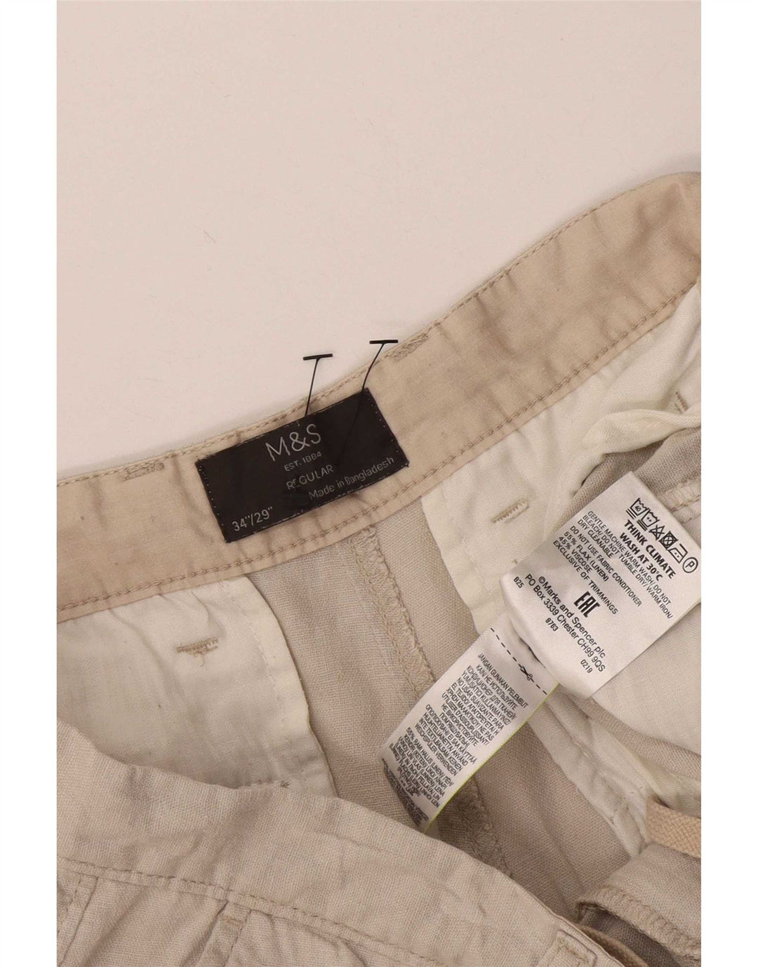 Marks & Spencer Herre Regular Bermuda Shorts W34 Large Beige Linen