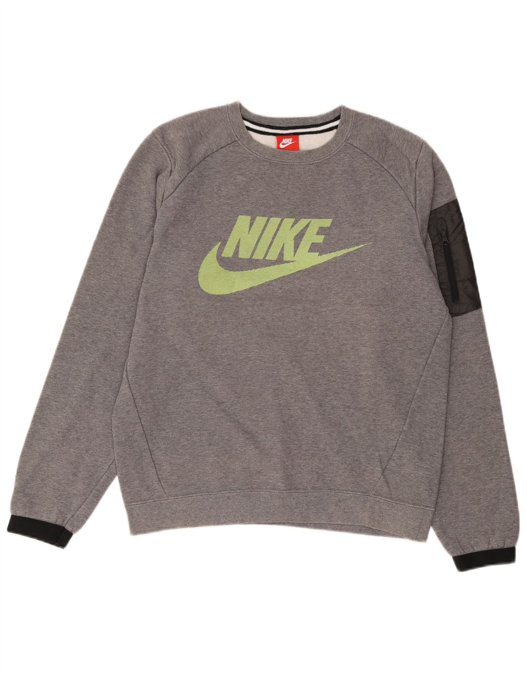 NIKE grafisk sweatshirt til mænd, lille grå farveblok bomuld
