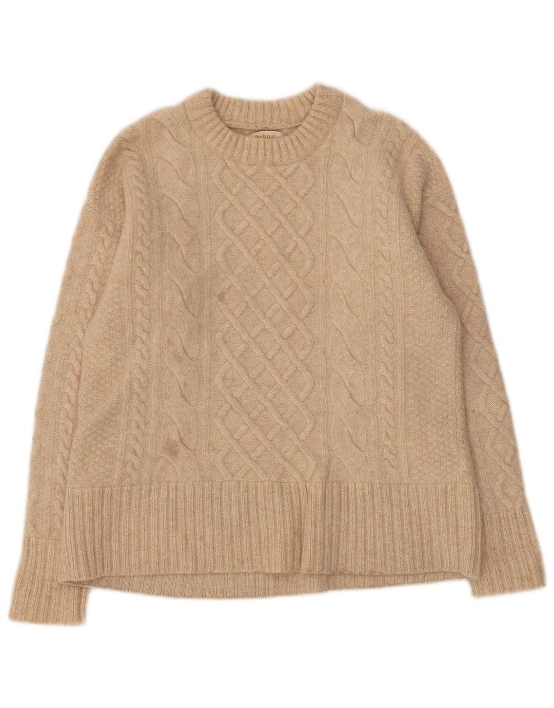 Barbour Dame Jumper Sweater UK 10 Lille Beige Uld