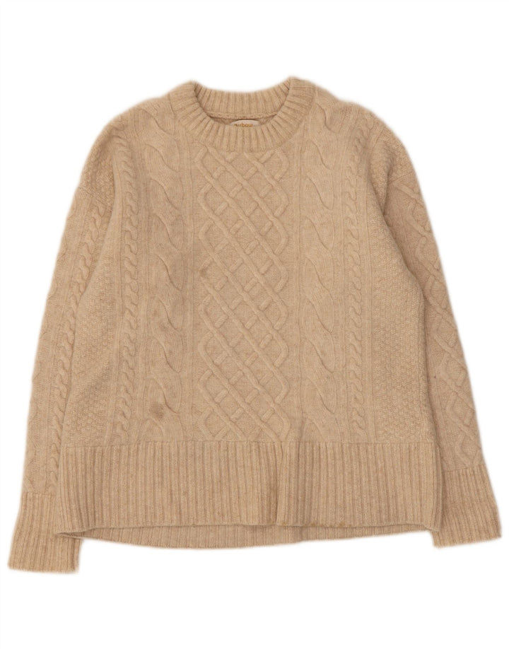 Barbour Dame Jumper Sweater UK 10 Lille Beige Uld