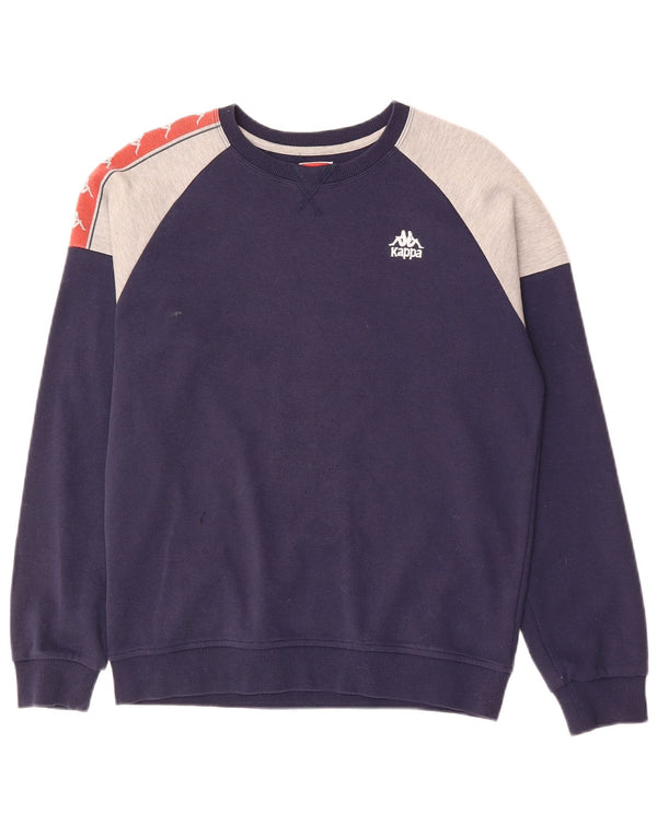 KAPPA Herre grafisk sweatshirt Jumper Medium Navyblå Colourblock Bomuld