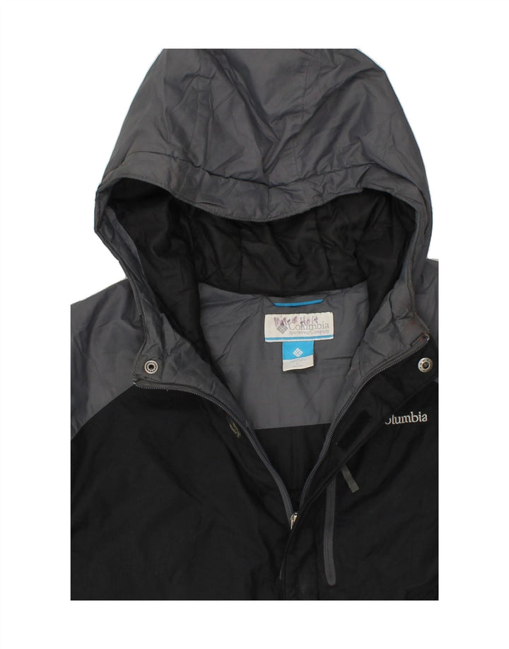 COLMAR Boys Hooded Windbreaker Jacket 14-15 Years Large Black Colourblock Vintage Colmar and Second-Hand Colmar from Messina Hembry 