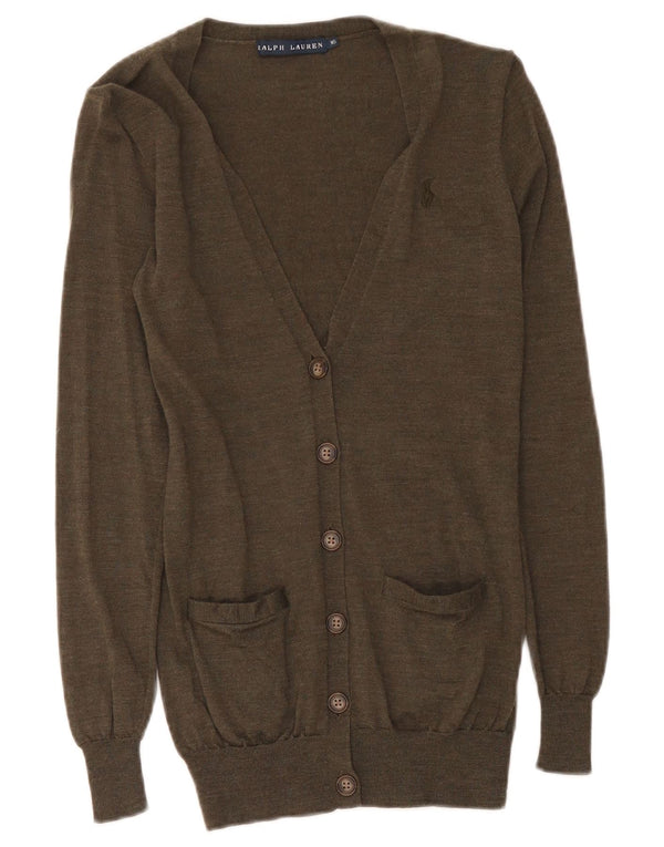 Ralph Lauren Dame Cardigan Sweater UK 4 XS Grøn Merinould