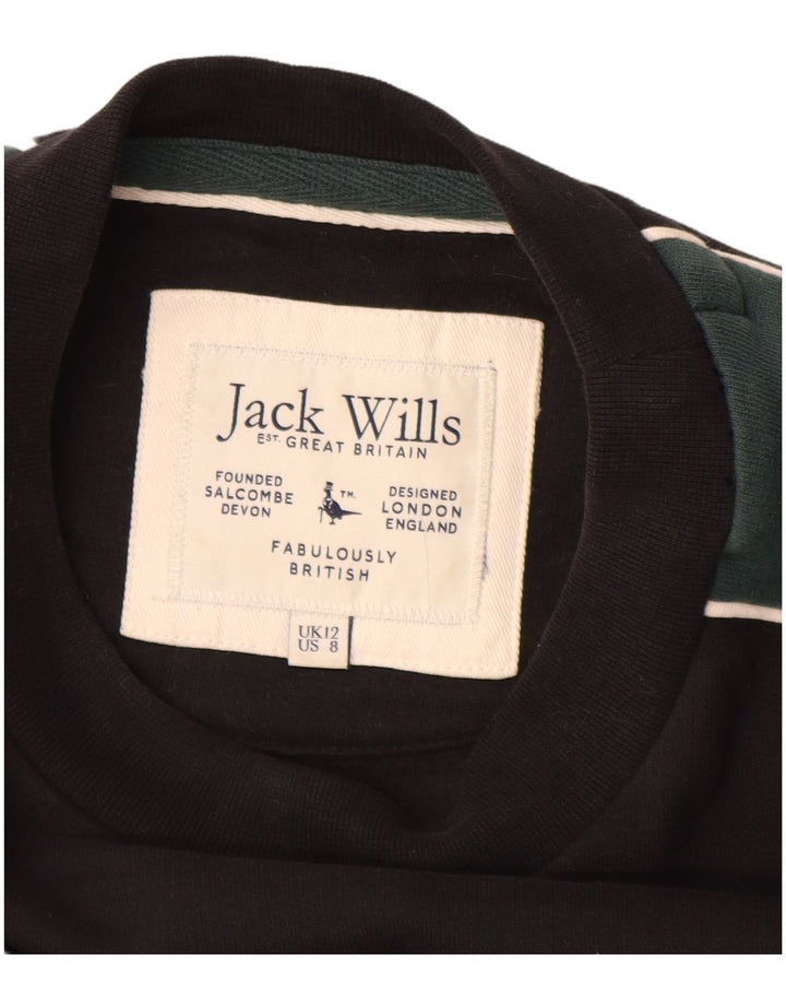 JACK WILLS Kvinder Oversized Grafisk Jumper Kjole UK 12 Medium Sort