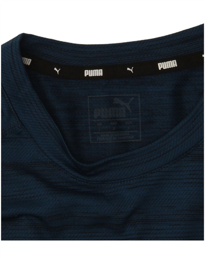 PUMA Herre T-Shirt Top Stor Marineblå Stribet