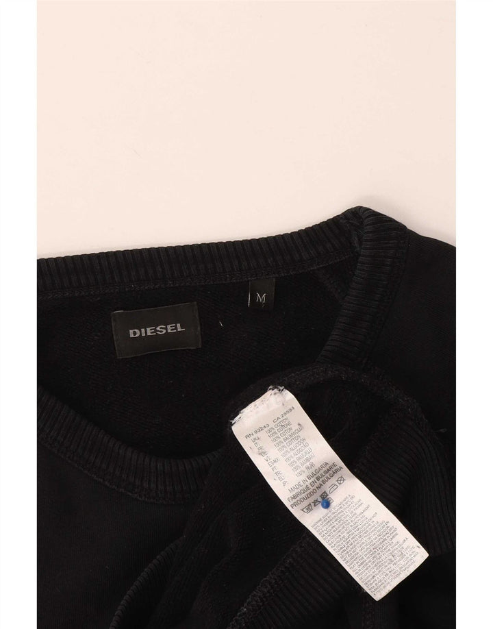 Diesel Herre Grafisk Sweatshirt Jumper Medium Sort Bomuld