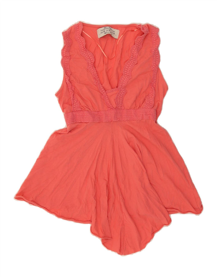 ZARA Womens Sleeveless Asymmetric Blouse Top UK 12 Medium Pink Vintage Zara and Second-Hand Zara from Messina Hembry 