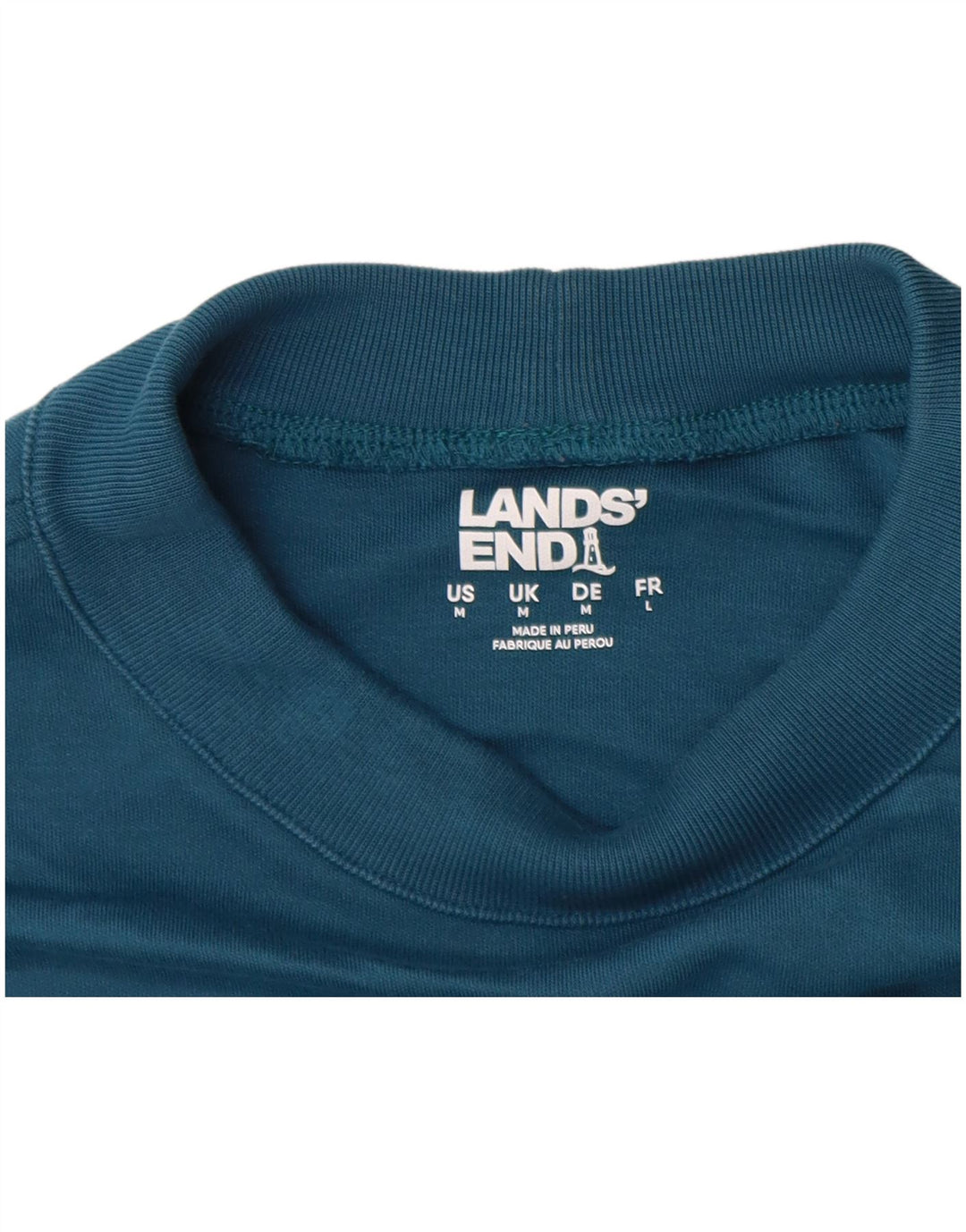 Lands End Herre Top Langærmet Medium Blå Bomuld