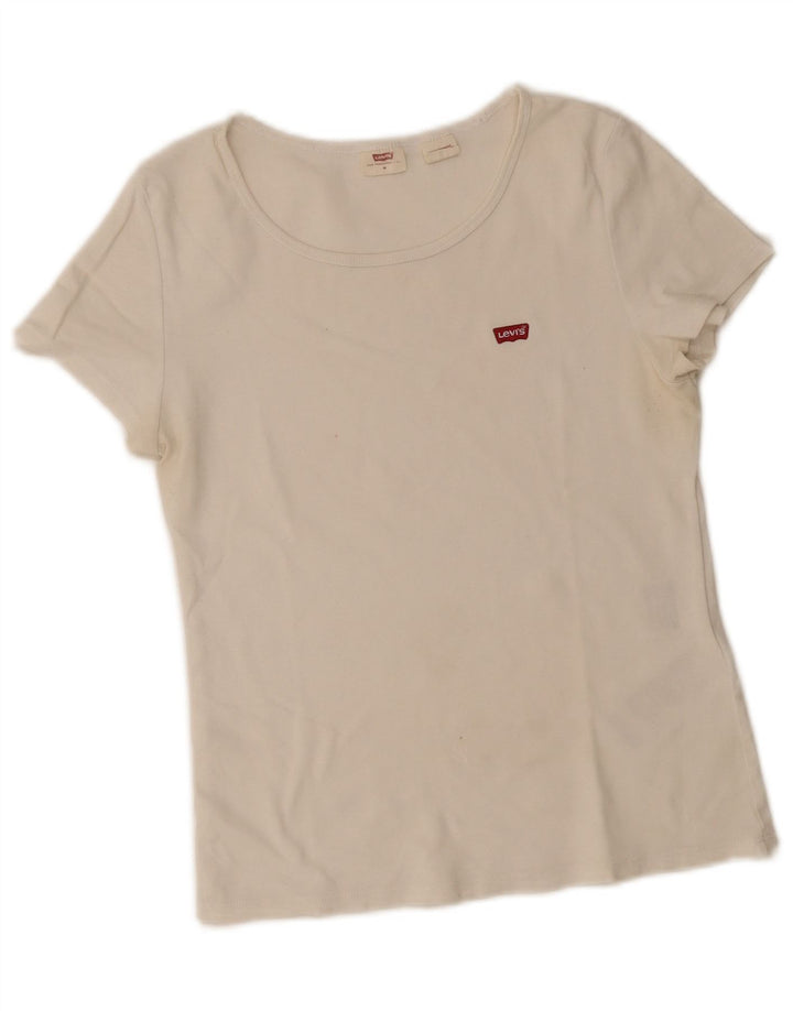 Levi's Dame T-Shirt Top UK 12 Medium Hvid Bomuld