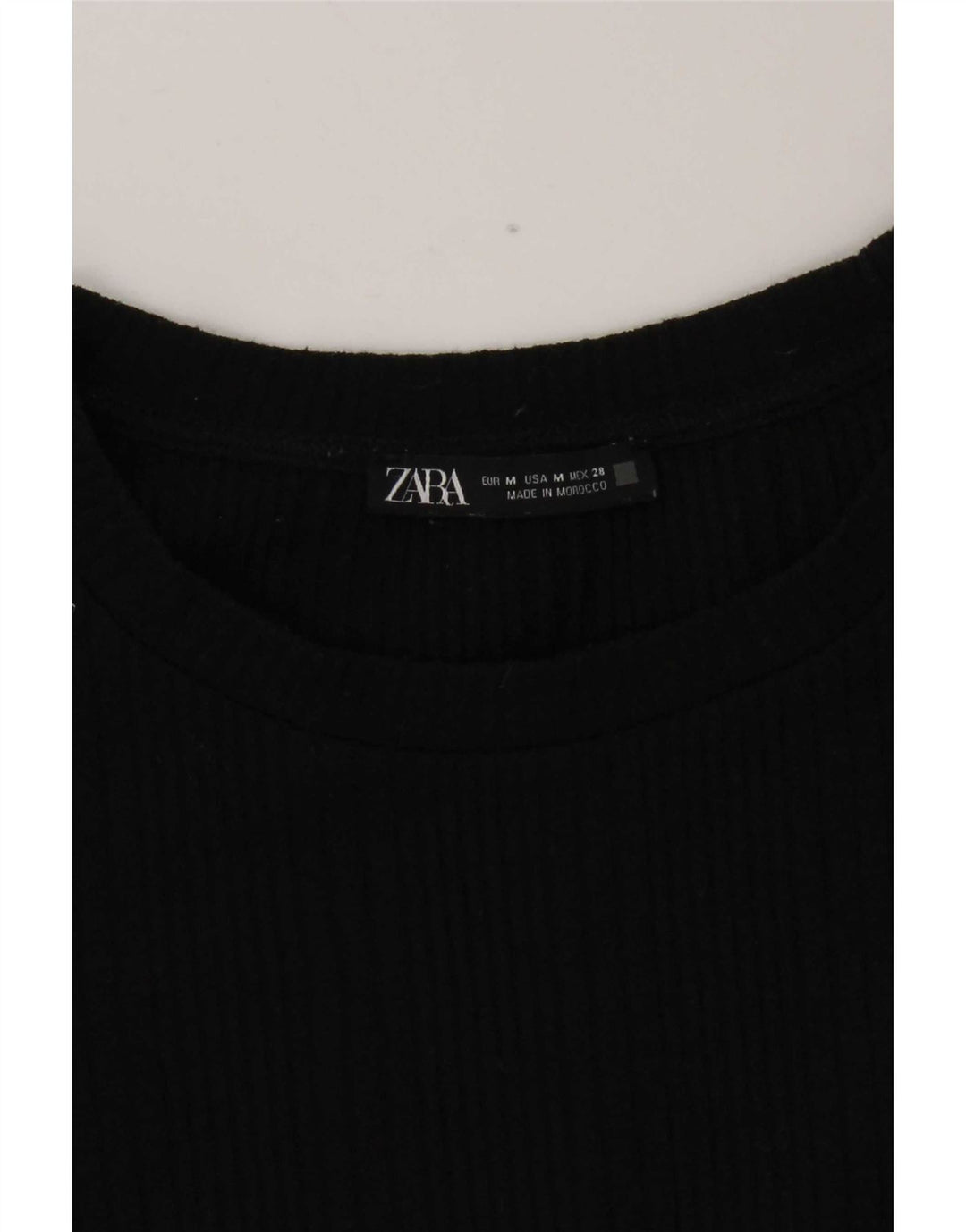 Zara Dame Crop Top Langærmet UK 12 Medium Sort