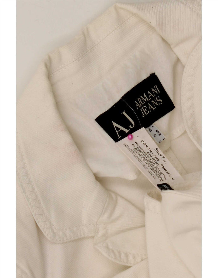 Armani Jeans Dame 3 Button Blazer Jacket UK 10 Small White Bomuld
