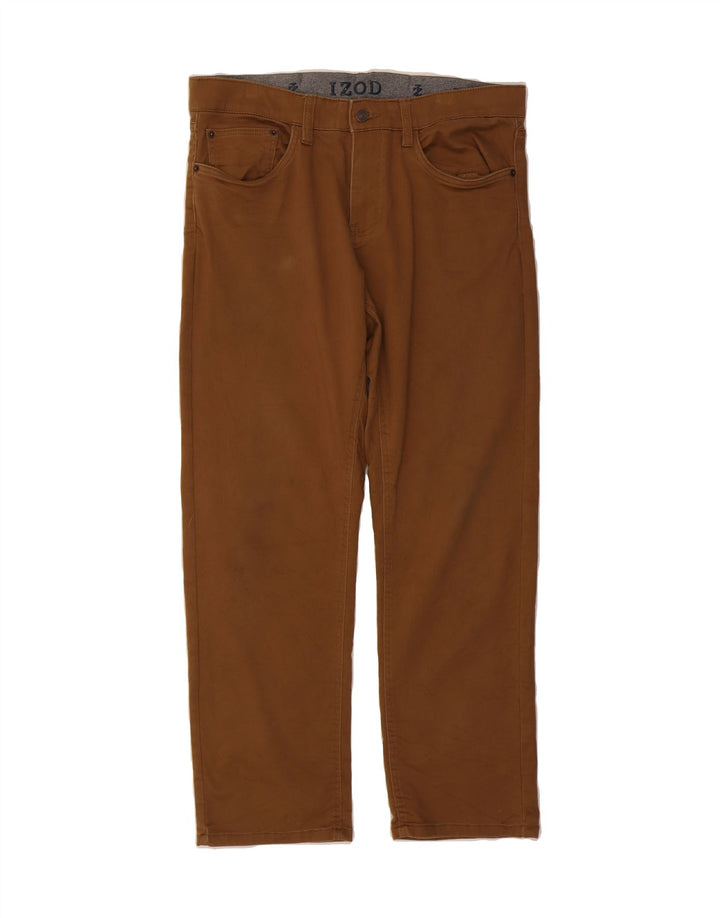 IZOD Mens Regular Fit Casual Trousers W34 L30 Brown Cotton Vintage Izod and Second-Hand Izod from Messina Hembry 