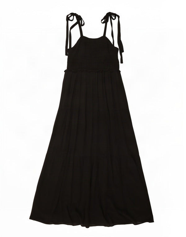 Zara Dame ærmeløs Maxikjole UK 18 XL Sort Viscose