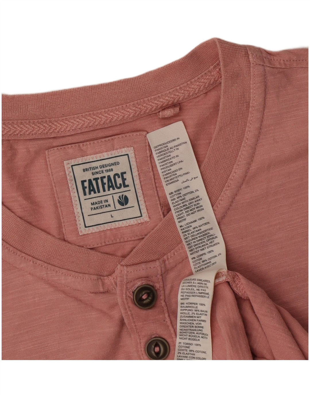 Fat Face Herre T-Shirt Top Stor Pink Bomuld