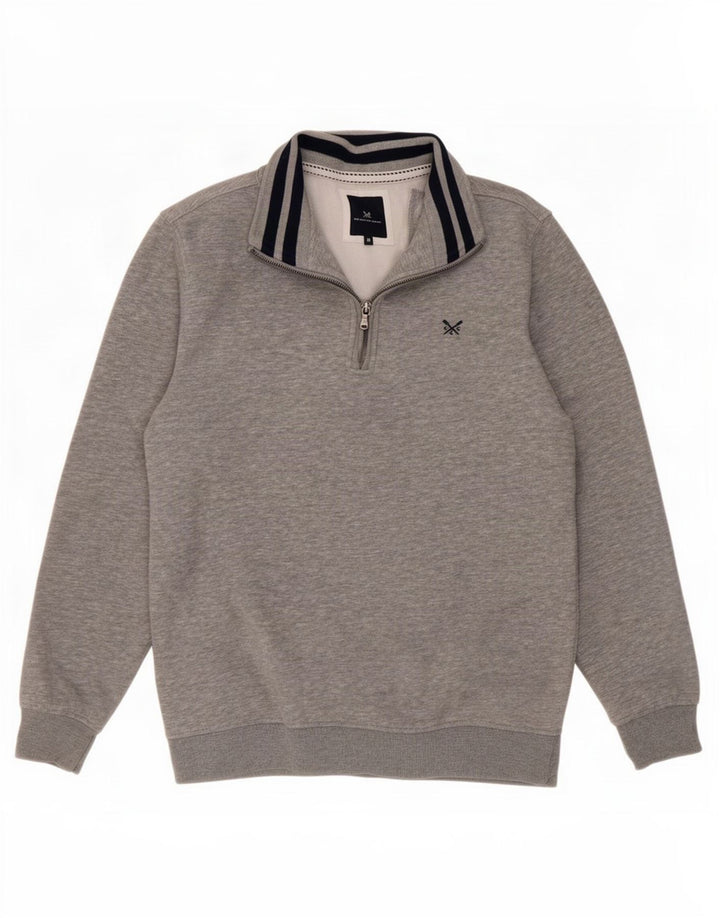Besætningstøj Herre lynlås-hals sweater Jumper Medium Grå Flecked Bomuld