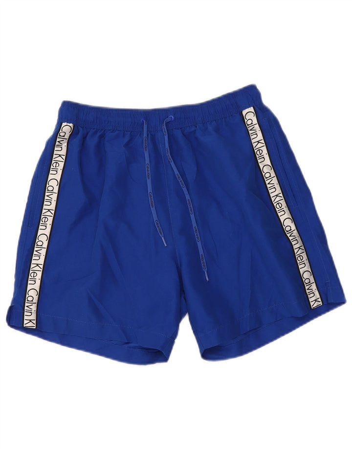 Calvin Klein Grafiske svømmeshorts til kvinder UK 12 Medium Blue Colourblock