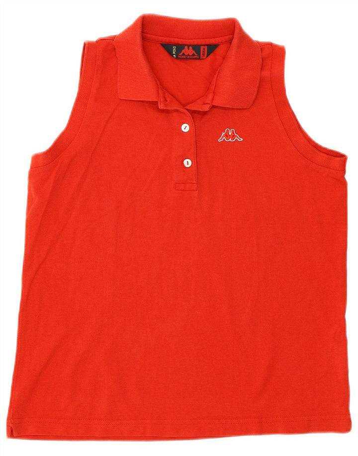 KAPPA ærmeløs poloshirt til kvinder UK 14 Medium rød bomuld