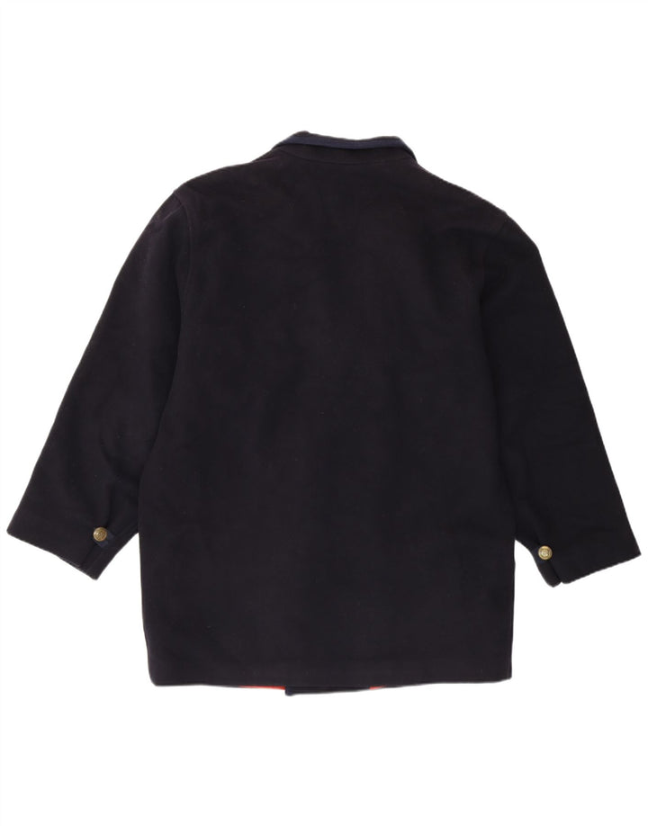 Vintage herre Regular Fit Dobbeltradet frakke IT 46 Lille marineblå uld