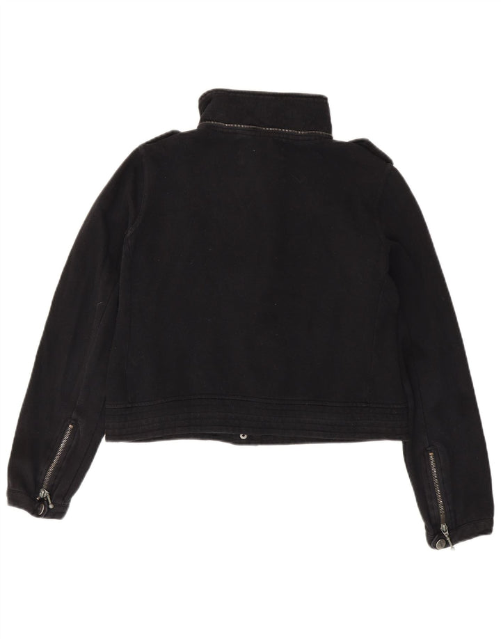 Hurley Womens Crop Military Bomber Jacket UK 14 Medium Black Bomuld