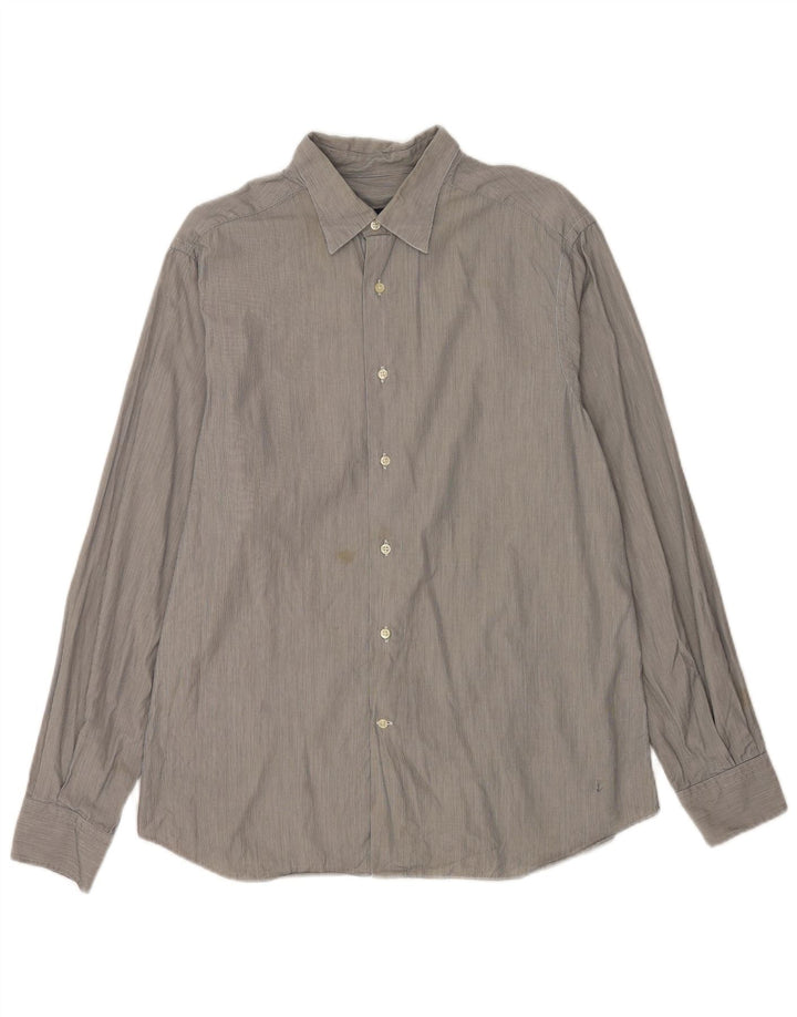 Massimo Dutti Herre Slim Fit skjorte XL Gråstribet bomuld