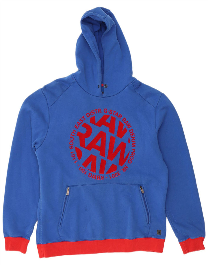 G-STAR Grafisk hættetrøje til mænd 2XL Blå Colourblock Bomuld