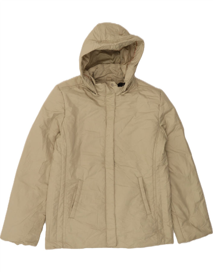CHAMPION Womens Hooded Windbreaker Jacket UK 16 Large Beige Vintage Champion and Second-Hand Champion from Messina Hembry 