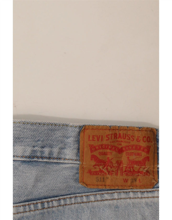 Levi's Herre 511 grafiske denimshorts W33 mellemblå bomuld